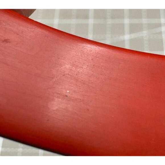 Vintage Hand-Carved Red Cinnabar Dragon Motif Bangle Bracelet - Picture 9 of 9